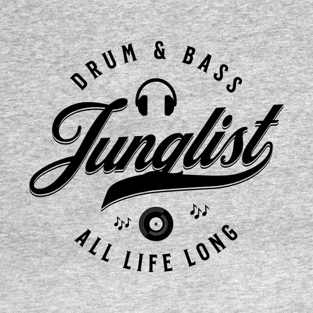 JUNGLIST  - Dnb For Life Font (Black) by DISCOTHREADZ 